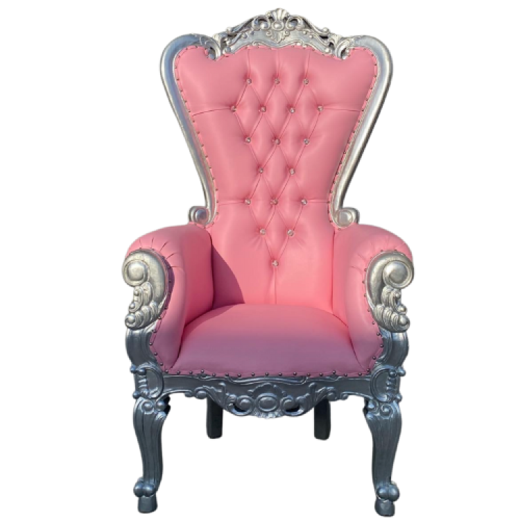 Silver and pink throne chair