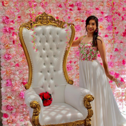 Gold and white throne chair