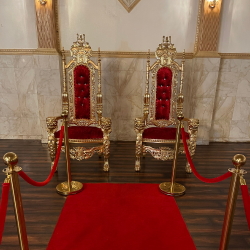 Gold and red king chair