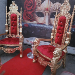 Gold and red king chair