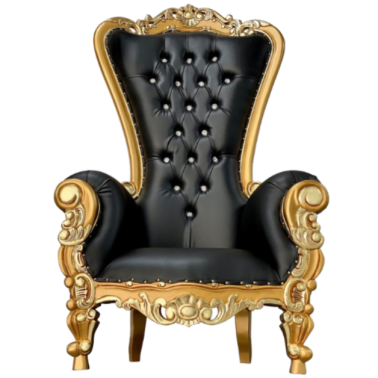 Gold and black throne chairs LadyB Rental Torrance CA