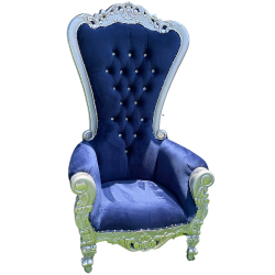 Silver and blue throne chair