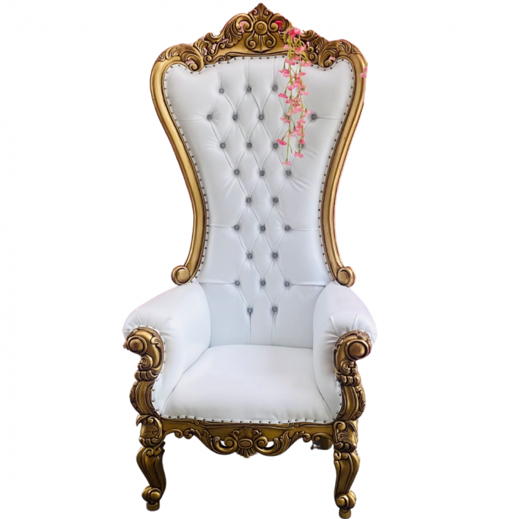 Gold and white throne chair