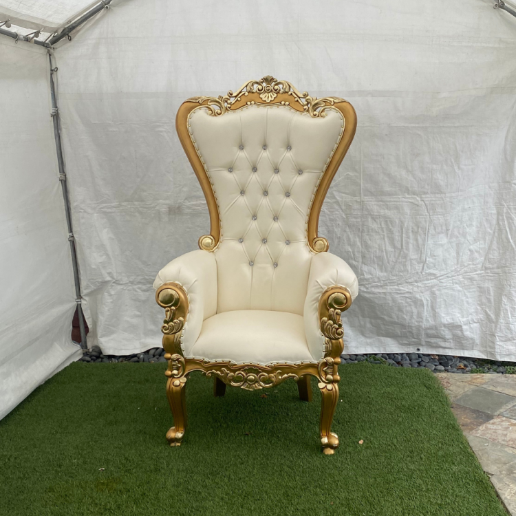 XL gold and white throne chair