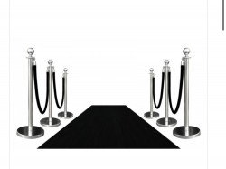 black carpet with silver stanchions